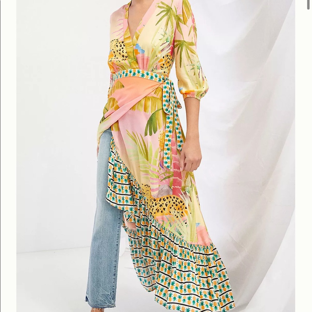 Anthropologie farm rio tropical wrap maxi dress